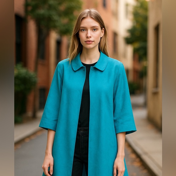 NWT* (3) CHICO'S ALGIERS BLUE PLEAT BACK JACKET 18/18 - Picture 8 of 8